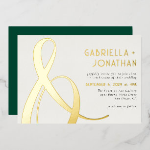 Elegant Gold Ampersand Emerald Green Cream Wedding