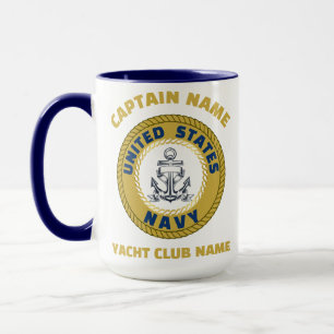 Elegant gold Anchor nautical captain boating summe Mug