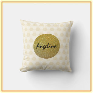 Elegant Gold and Beige Glitter Throw Pillow