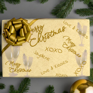 Elegant Gold And Beige Playful Christmas Wrapping Paper Sheet