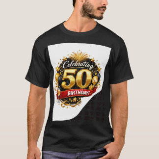 Elegant Gold and Black 50th Birthday Celebration T-Shirt