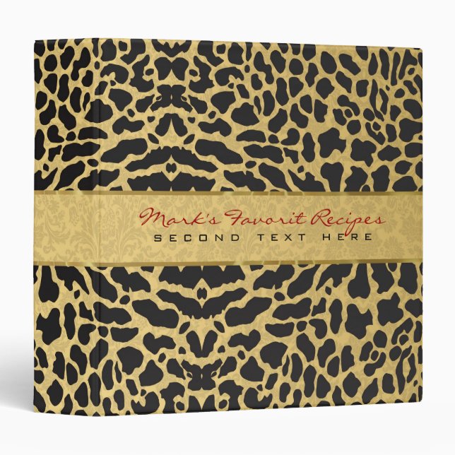 Elegant Gold And Black Animal Print Binder (Front/Spine)