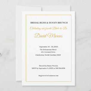 Elegant Gold and Black Bachelorette Brunch  Invitation