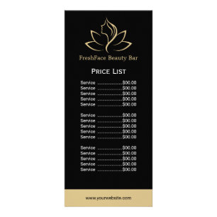 Elegant gold and black beauty salon rack card