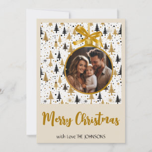 Elegant Gold and Black Christmas Card Personalized
