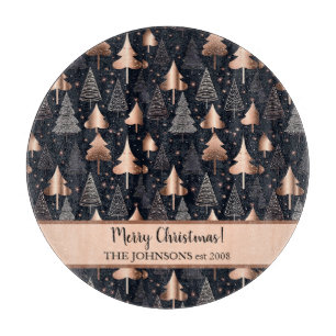 Elegant Gold and Black Christmas Trees Cutting Board