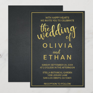 Elegant gold and black classy Wedding Invitation