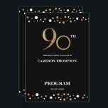 Elegant Gold and Black Confetti 90th birthday  Program<br><div class="desc">Make your loved one's 90th birthday celebration even more special with our Elegant Gold and Black Confetti 90th Birthday Program. This customizable design allows you to personalize the program with all the essential details of the party, including the itinerary for the guests to follow. The gold and black confetti design...</div>