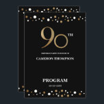 Elegant Gold and Black Confetti 90th birthday  Program<br><div class="desc">Make your loved one's 90th birthday celebration even more special with our Elegant Gold and Black Confetti 90th Birthday Program. This customizable design allows you to personalize the program with all the essential details of the party, including the itinerary for the guests to follow. The gold and black confetti design...</div>