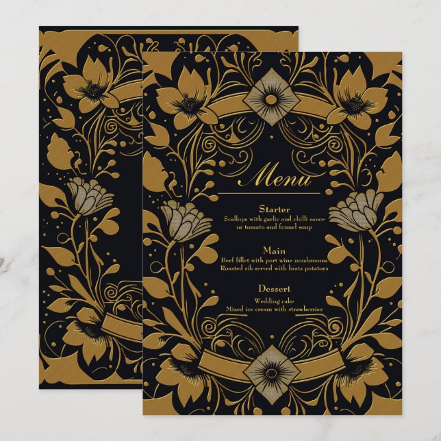 Elegant gold and black design  menu (Front/Back)