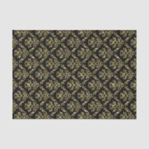 Elegant Gold And Black Floral Pattern Tissue Paper