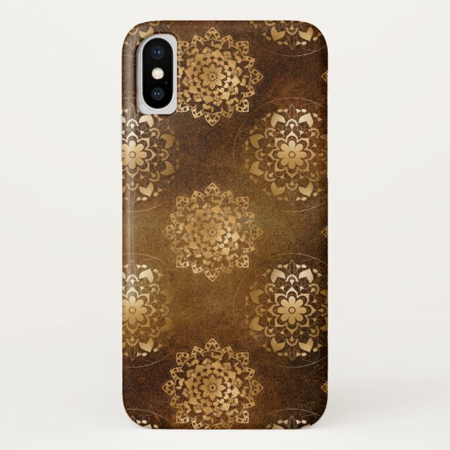 Elegant Gold and Black Foil Indian Mandala Case-Mate iPhone Case (Back)