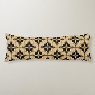 Elegant Gold and Black Geometric Pattern Body Pillow