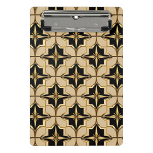 Elegant Gold and Black Geometric Pattern Mini Clipboard