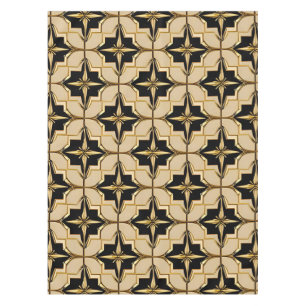 Elegant Gold and Black Geometric Pattern Tablecloth