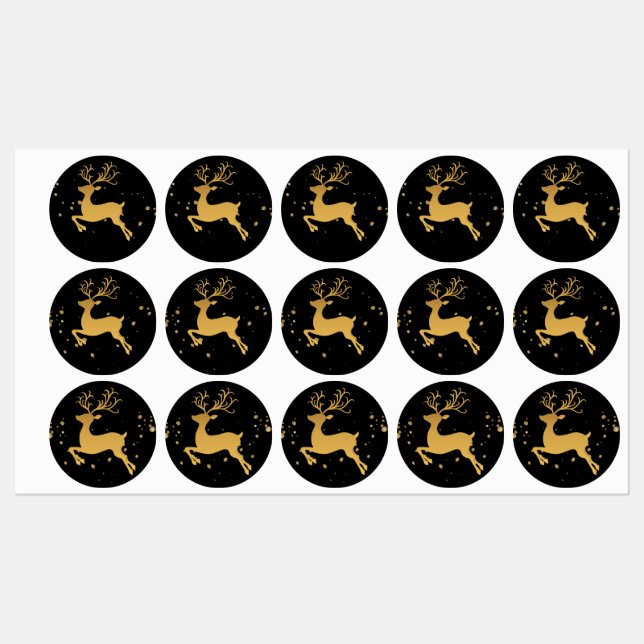 Elegant Gold and Black Glitter Rudolph    Classic  (Sheet)