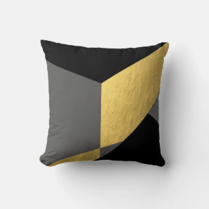 Elegant Gold and Black Grey Colours Blocks Throw Pillow