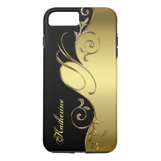 Elegant Gold and Black iPhone Monogram 8 Plus/7 Plus Case