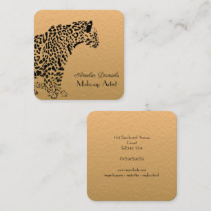 Elegant Gold and Black Jaguar Square Business Car Square Business Card