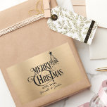 Elegant Gold and Black Merry Christmas Script Sticker<br><div class="desc">Elegant Gold and Black Merry Christmas Script Rectangular Sticker
A modern,  contemporary and stylish Christmas holiday sticker. This sticker can be personalized with your name.</div>