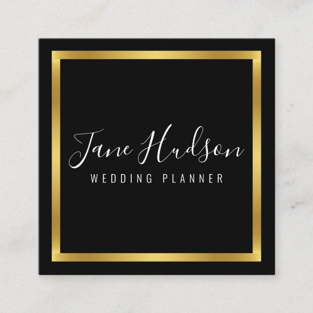 Elegant Gold and Black Minimalist Business Card (Front)