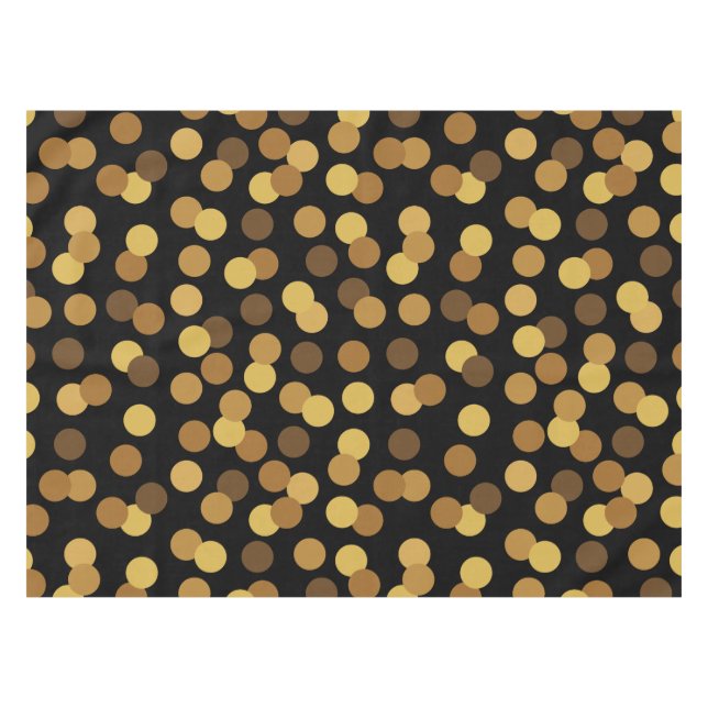 Elegant Gold And Black Polka Dots Pattern Tablecloth (Front (Horizontal))