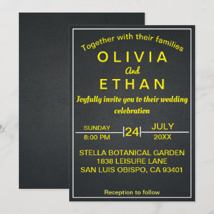 Elegant gold and black rustic Wedding Invitation