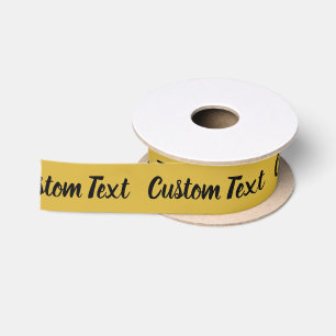 Elegant Gold and Black Script Text Template Satin Ribbon
