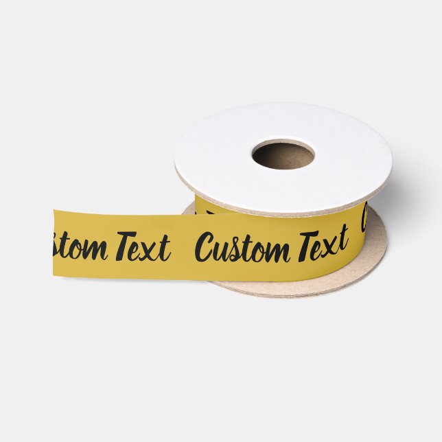 Elegant Gold and Black Script Text Template Satin Ribbon (Spool)