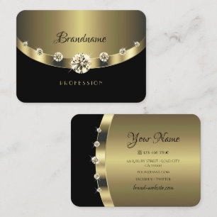 Elegant Gold and Black Shimmery Jewels Rhinestones Business Card