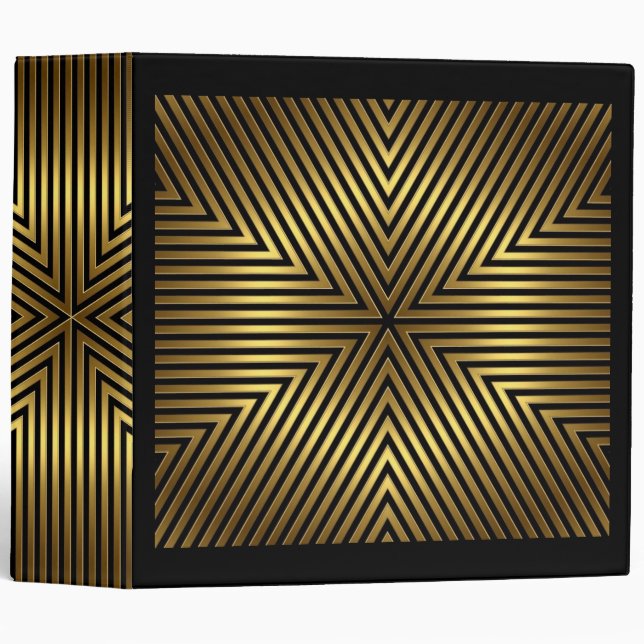 Elegant Gold and Black Stripe Binder (Front/Spine)