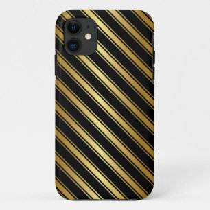 Elegant Gold and Black Stripe iPhone Case