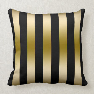 Elegant Gold And Black Stripes Geometric Pattern Throw Pillow