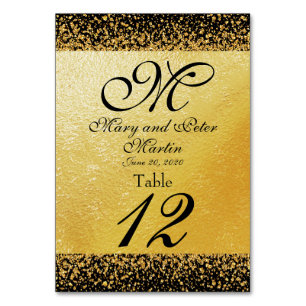 Elegant Gold and Black Table Number