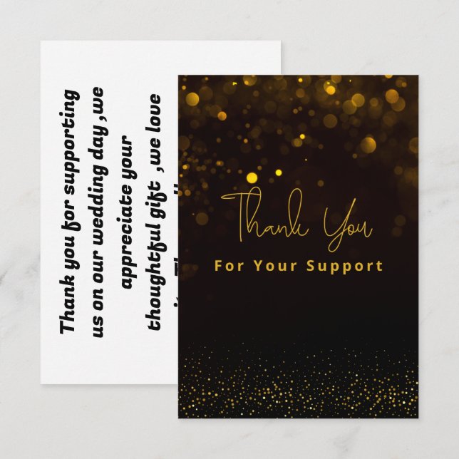 Elegant gold and black   thank you card (Front/Back)