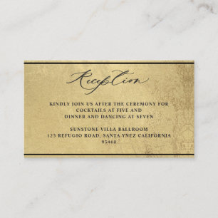 Elegant Gold and Black Wedding Reception  Enclosure Card