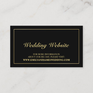 Elegant Gold and Black Wedding Website Enclosure Card