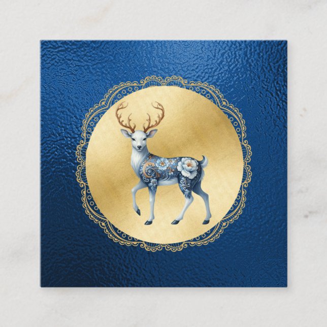 Elegant Gold and Blue Christmas Enclosure Note (Front)