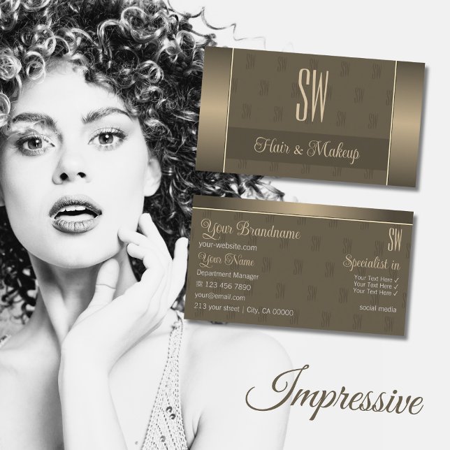 Elegant Gold and Brown with Initials Professional Business Card (Creator Uploaded)