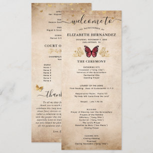 Elegant Gold and Burgundy Quince Butterfly Program