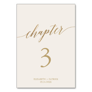 Elegant Gold and Cream Chapter Table Number