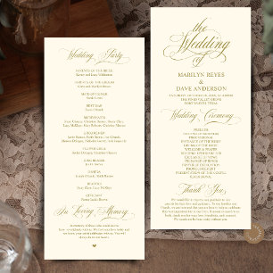Elegant Gold and Cream Formal Wedding Ceremony Program