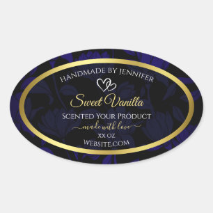 Elegant Gold and Dark Blue Floral Product Labels