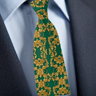Elegant Gold and Emerald Necktie