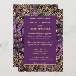 Elegant Gold and Feathers Invitation