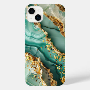 Elegant Gold And Green Marble iPhone 14 Plus Case