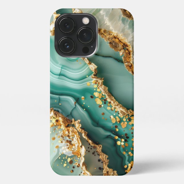Elegant Gold And Green Marble iPhone Case (Back)