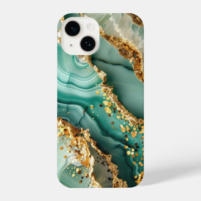 Elegant Gold And Green Marble iPhone Case (Back)