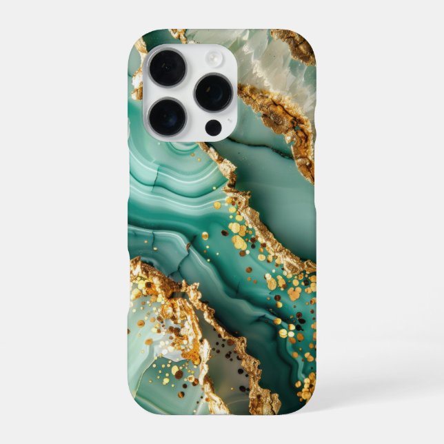 Elegant Gold And Green Marble iPhone Case (Back)