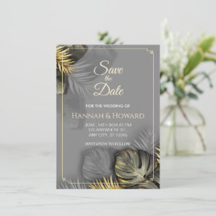 Elegant Gold and Grey Botanical, Tropical  Invitation